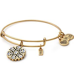 Alex and Ani Crystal Snowflake Bangle Braclet Gold